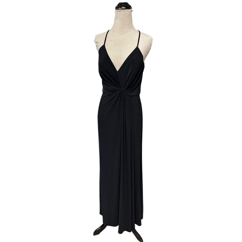 Celebrate DB Studio Womens Black Twist Front V-Neck Maxi Dress Size 8 Racerback